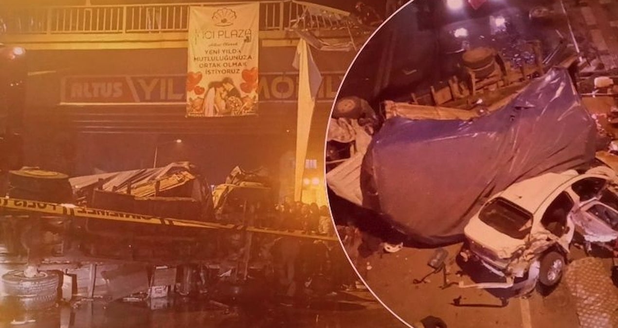 Şanlıurfa’da can pazarı! Kamyon aracı önüne kattı, üst geçitten uçtu